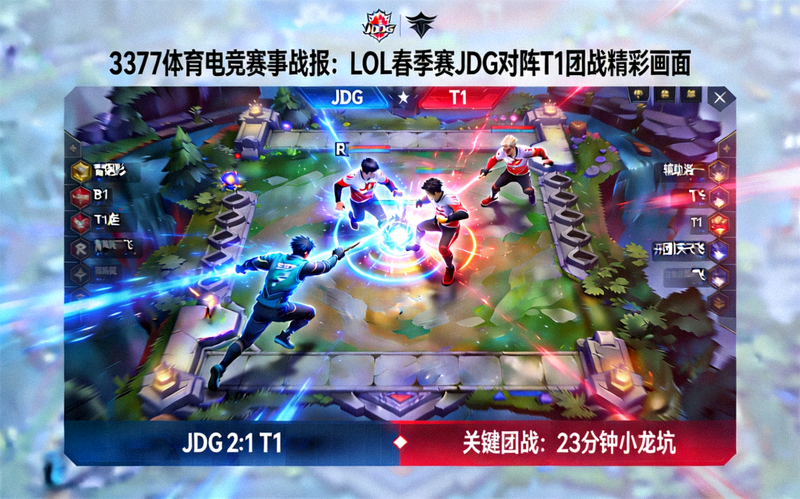 3377体育电竞赛事战报：LOL春季赛JDG对阵T1团战精彩画面